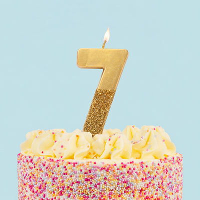 Gold Glitter Birthday Number Candle - 7