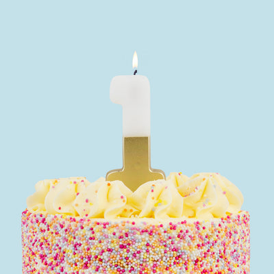 White & Gold Birthday Number Candle - 1