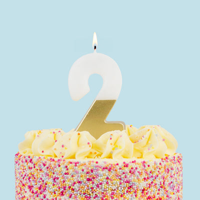 White & Gold Birthday Number Candle - 2