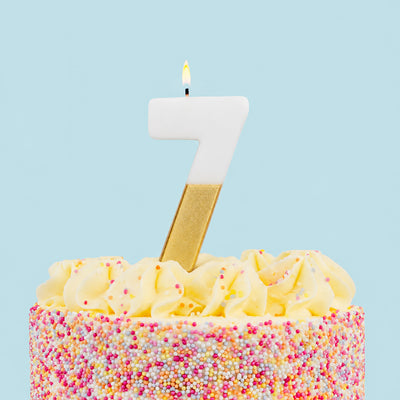 White & Gold Birthday Number Candle - 7