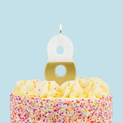 White & Gold Birthday Number Candle - 8