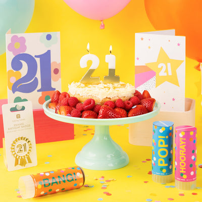White & Gold Milestone Number Candle - 21