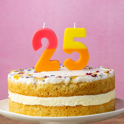 Orange and Yellow Birthday Number Candle - 5