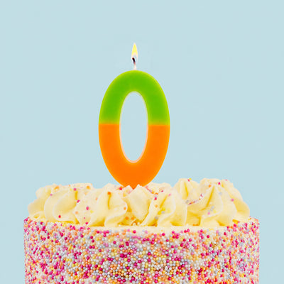 Orange & Green Birthday Number Candle - 0