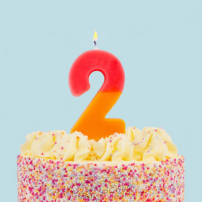 Orange & Pink Birthday Number Candle - 2