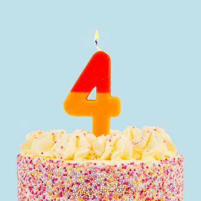 Orange & Red Birthday Number Candle - 4