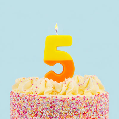 Orange & Yellow Birthday Number Candle - 5