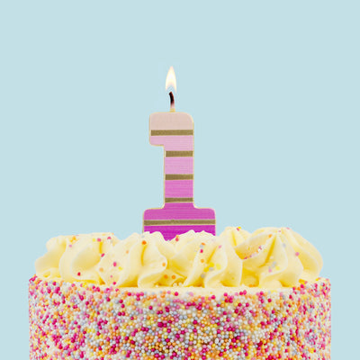 Pink & Gold Birthday Number Candle - 1