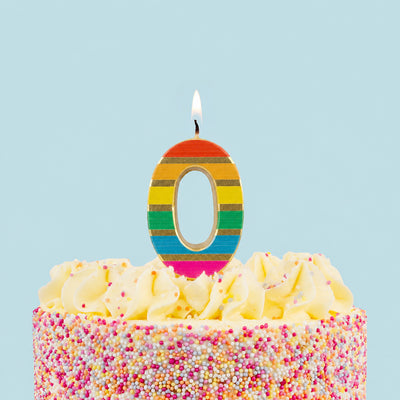 Rainbow Birthday Number Candle - 0