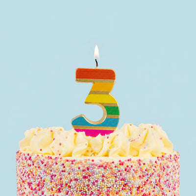 Rainbow Birthday Number Candle - 3
