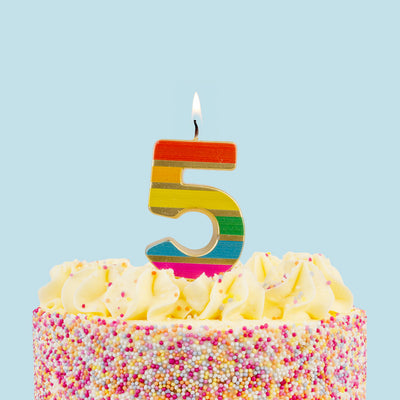 Rainbow Birthday Number Candle - 5