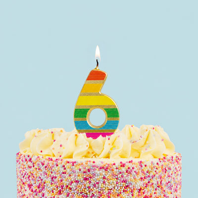 Rainbow Birthday Number Candle - 6