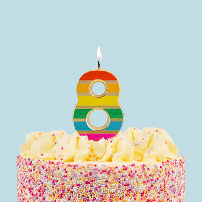 Rainbow Birthday Number Candle - 8