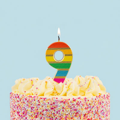 Rainbow Birthday Number Candle - 9