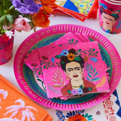 Pink Frida Kahlo Cocktail Napkin - 20 Pack