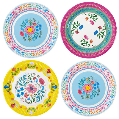 Boho Colourful Floral Paper Plates – 23cm – 24 Pack