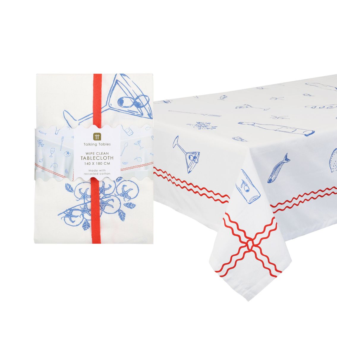 Food & Drinks Motifs Fabric Tablecloth – Talking Tables UK Public