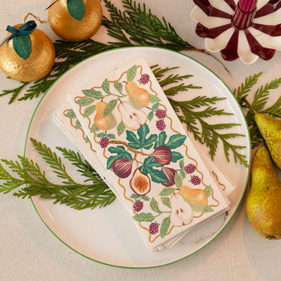 Autumnal Fruit Long Lunch Paper Napkins - 16 Pack