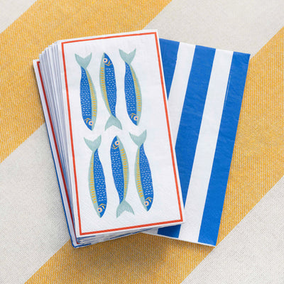 Fish Long Lunch Paper Napkins - 16 Pack