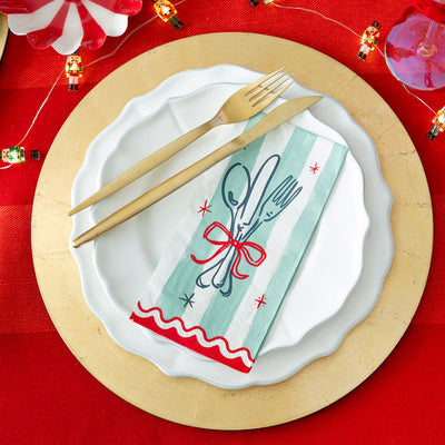 Christmas Icons Long Lunch Paper Napkins - 16 Pack