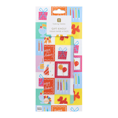 Birthday Icons Tissue Paper - 4 Sheets