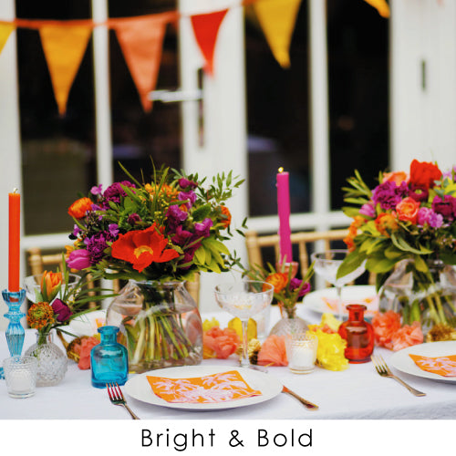 Colourful orange & pink wedding table | Boho Wedding
