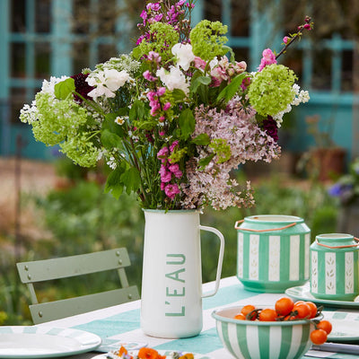 Enamel Water Jug "L'Eau" - 20cm