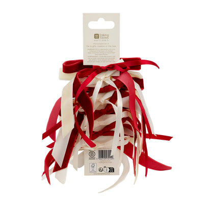 Red & Cream Velvet Bows - 8 Pack