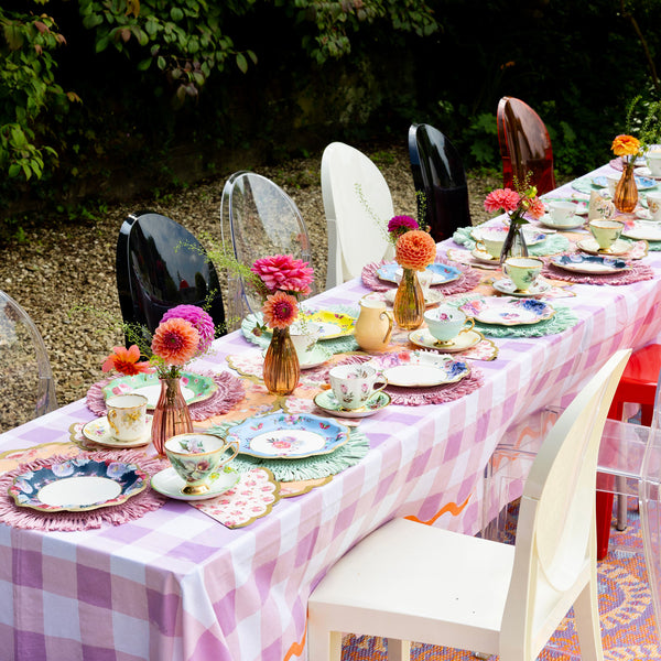 Lilac Gingham Reusable Tablecloth