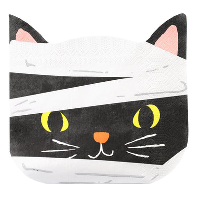 Halloween Mummy Cat Shaped Paper Napkins - 20 Pack