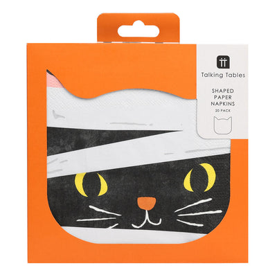 Halloween Mummy Cat Shaped Paper Napkins - 20 Pack