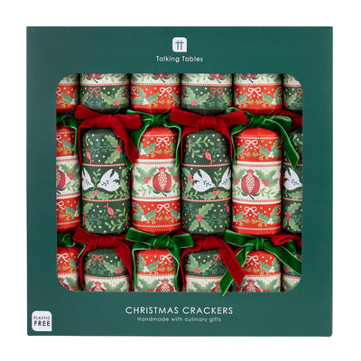 Two Design Folk Christmas Crackers - 6 Pack