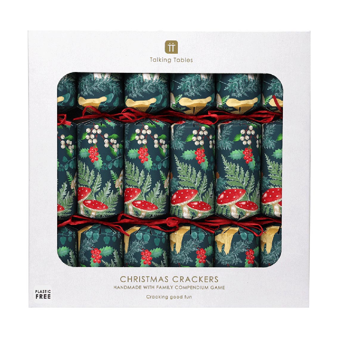 Woodland Forest Green Christmas Crackers - 6 Pack - Talking Tables UK