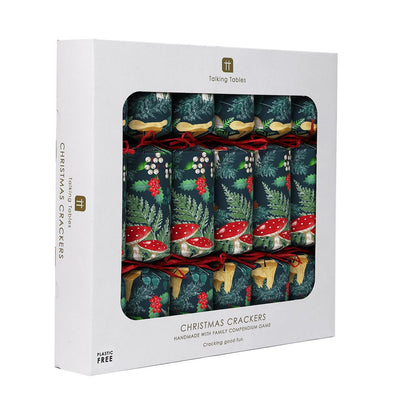 Woodland Forest Green Christmas Crackers - 6 Pack