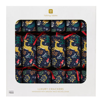 Dark Blue Woodland Luxury Christmas Crackers - 6 Pack