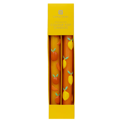 Orange & Yellow Citrus Fruit Dinner Candles - 2 Pack