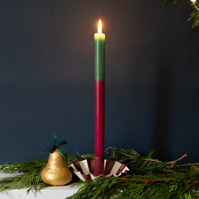 Green & Burgundy Straight Dinner Candle