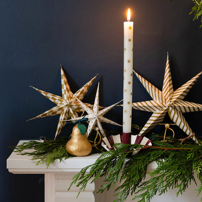 Gold Stars Straight Dinner Candle