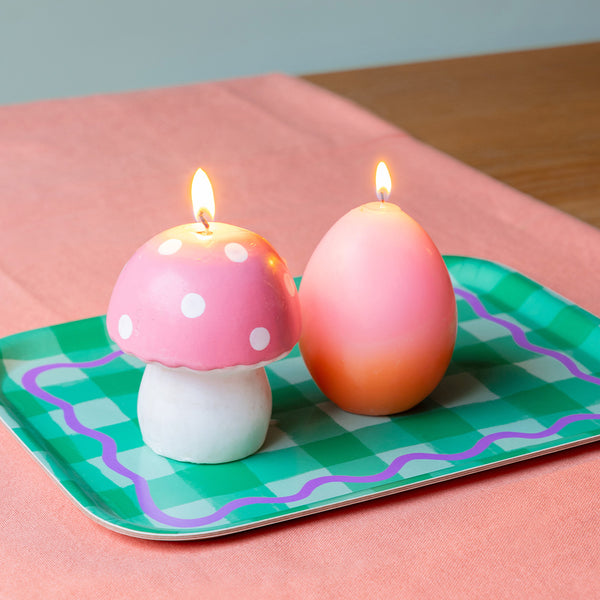 Pink & White Mushroom Candle - Large
