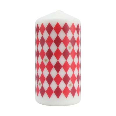 Red Harlequin Pillar Candle - 15cm