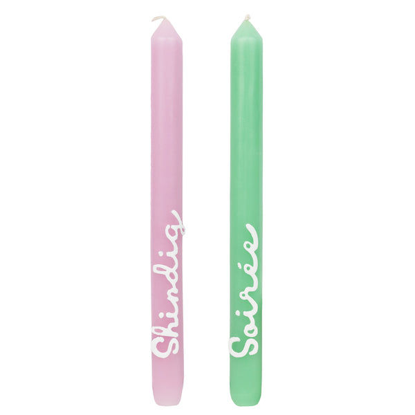 Green & Pink 'Soiree' 'Shindig' Dinner Candles - 2 Pack