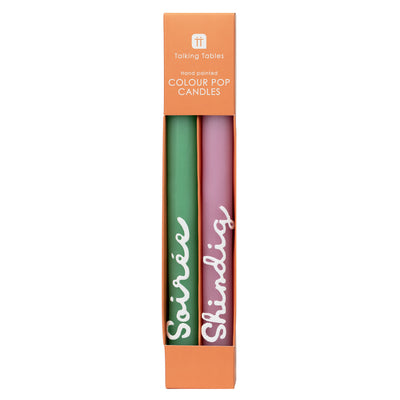 Green & Pink 'Soiree' 'Shindig' Dinner Candles - 2 Pack