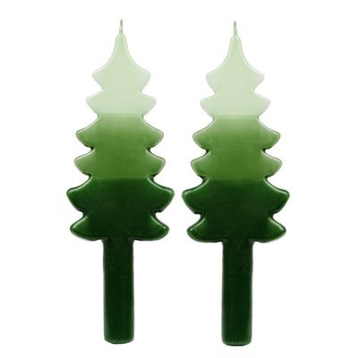 Green Christmas Tree Shaped Candles - 2 Pack