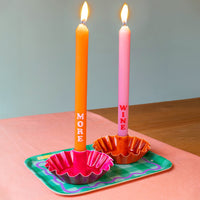Orange Scalloped Metal Dinner Candle Holder
