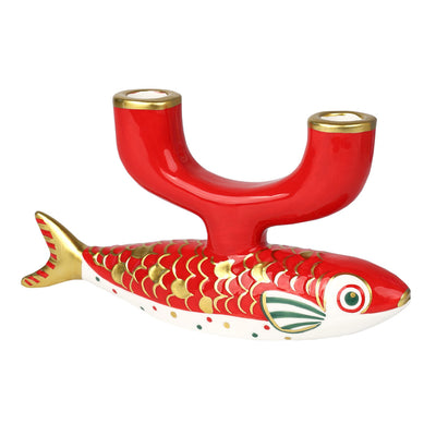 Red Koi Fish Ceramic Candle Holder