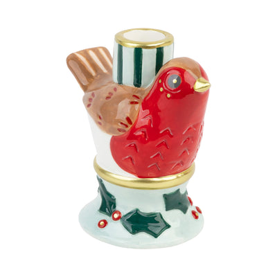 Hand-Painted Robin Candle Holder