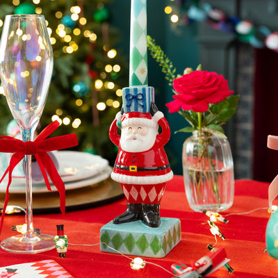 Hand-Painted Santa Candle Holder