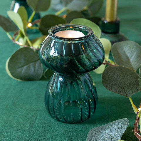 Green Mushroom Glass Candle Holder & Bud Vase