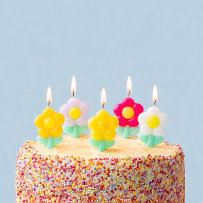 Daisy Multi Coloured Birthday Candles - 5 Pack