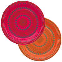 Diwali Orange & Pink Paper Plates - 12 Pack